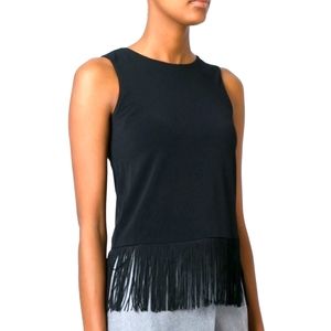 Michael Kors Black Fringe Hem Tank Top Size M
